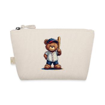 Teddy bear baseball hero on bat - Organic Pouch - nature - Front