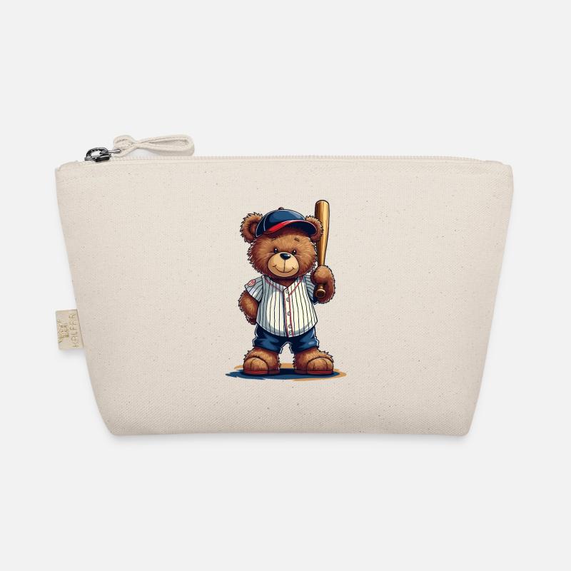 Teddybär Baseballheld auf Bat - Bio-Täschchen - Natur