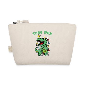 Stylish print with "Tree Rex" Dino Christmas tree - Organic Pouch - nature - Front