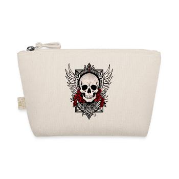 Tête de mort skull ailes d'ange roses rouges goth - Trousse biologique - nature - Devant