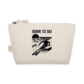 Skiing Born To Ski Quote - Organic Pouch - nature - Front