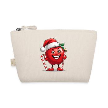 Kuscheliger Apfel im Weihnachtsmannhut - Bio-Täschchen - Natur - Vorne