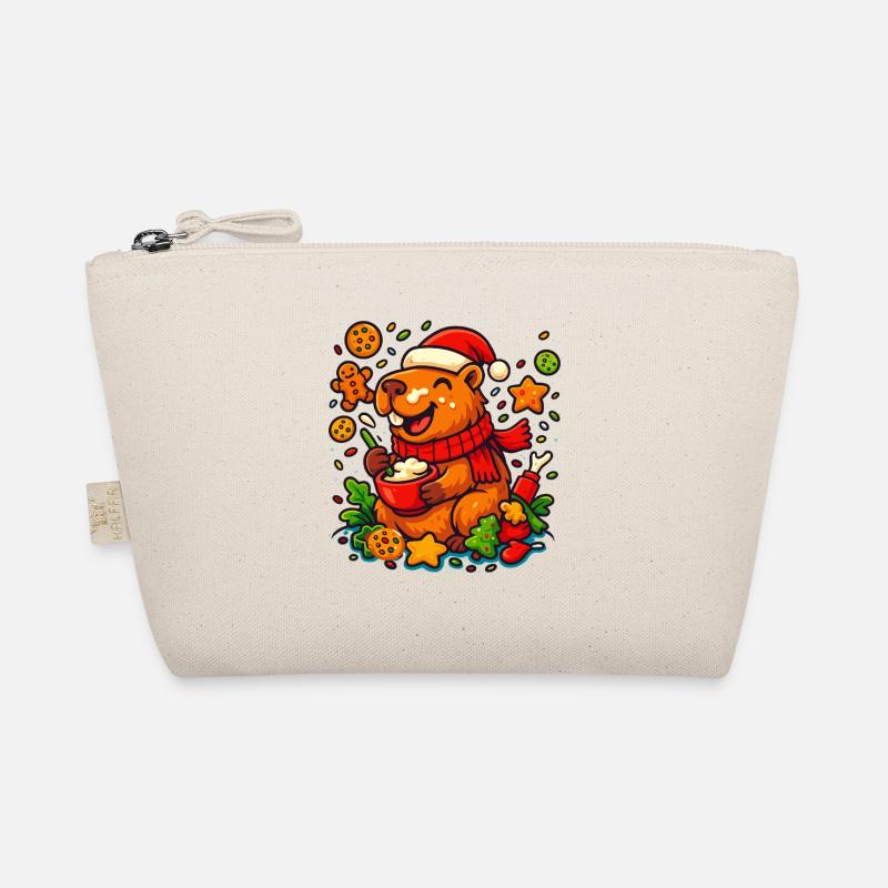 Capybara backt Weihnachtskekse –  Weihnachtsmotiv Bio-Täschchen