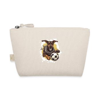 Doberman Hund Fussball Sport - Bio-Täschchen - Natur - Vorne