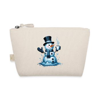 Schneemann mit dampfendem Becher - Bio-Täschchen - Natur - Vorne