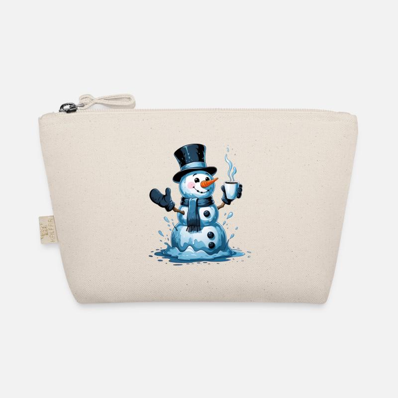 Schneemann mit dampfendem Becher Bio-Täschchen
