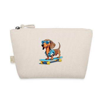 Skate dog in denim with sunglasses - Organic Pouch - nature - Front
