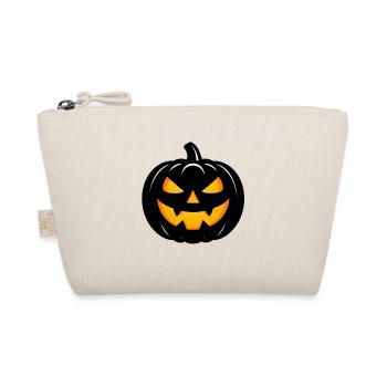 Leuchtender Schwarzer Halloween Kürbis - Bio-Täschchen - Natur - Vorne