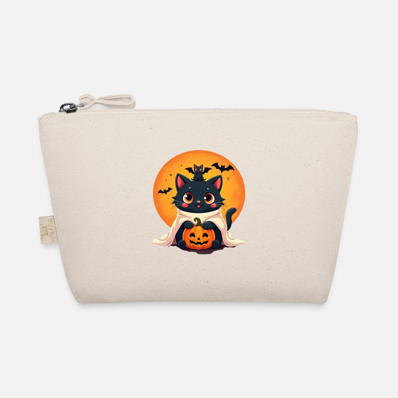 Halloween Cat with Halloween Pumpkin Organic Pouch