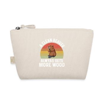 Biber mit Holz Humor Retro-Print - Bio-Täschchen - Natur - Vorne