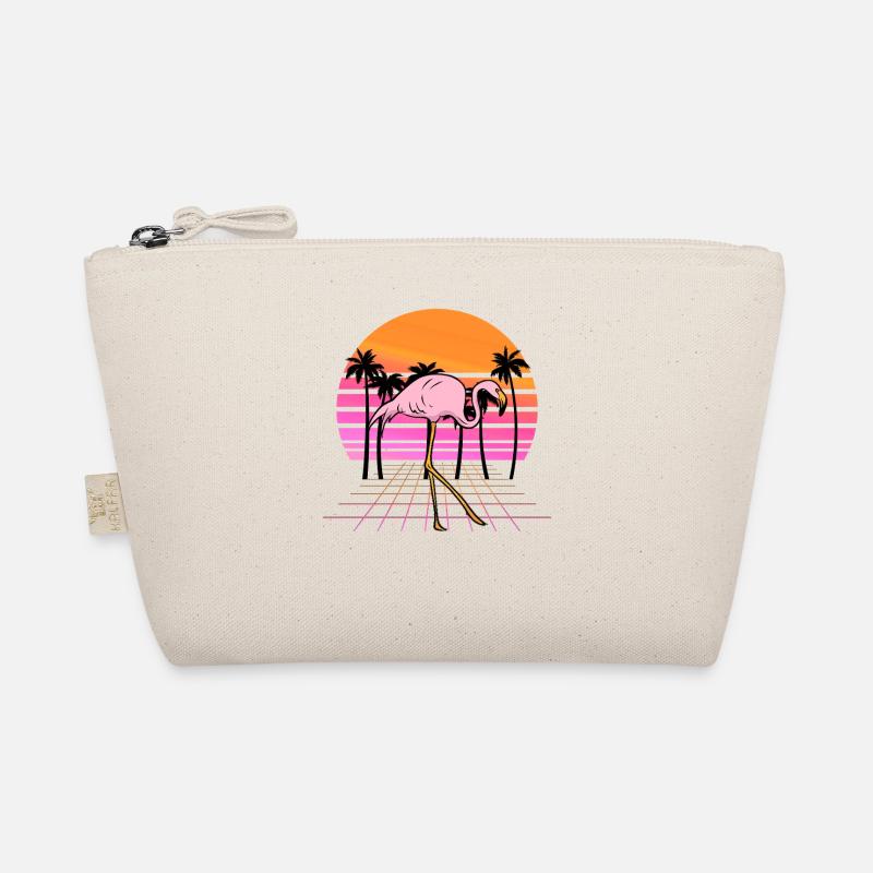 Flamingo Neon Sunset Retro Bio-Täschchen