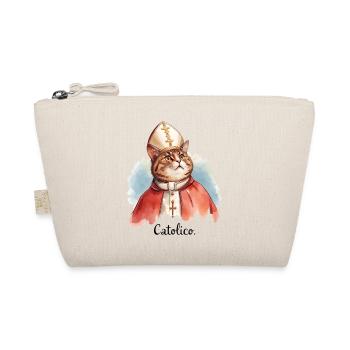 Catolico Funny Pope Cat - Papst Katze Design - Organic Pouch - nature - Front