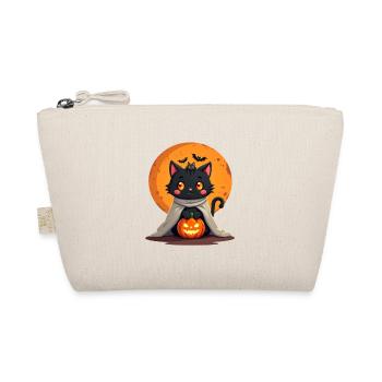 Halloween Katze mit Halloween Kürbis - Bio-Täschchen - Natur - Vorne