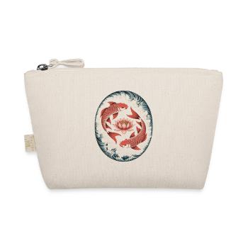 Koi Fische und Lotusblüte in Wellenkunst - Bio-Täschchen - Natur - Vorne