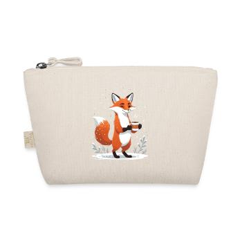 Fox with coffee in winter - Organic Pouch - nature - Front