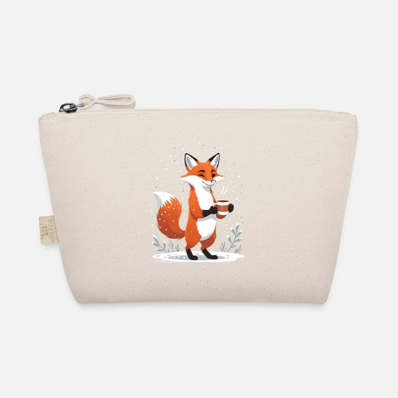 Fuchs mit Kaffee im Winter Bio-Täschchen
