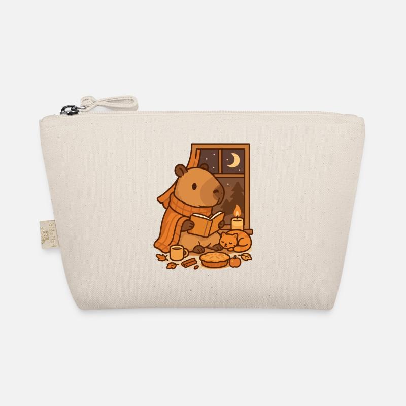 Capybara Reading Nook – Cozy Herbstabend Bio-Täschchen