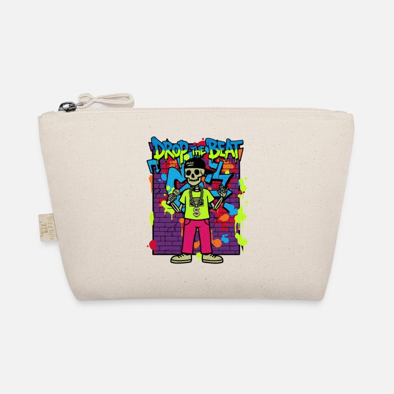 Drop the Beat – Neon Skelett Rapper Graffiti 90er Bio-Täschchen