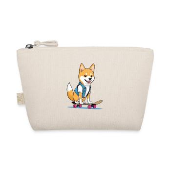 Corgi Skateboard Denim Look - Organic Pouch - nature - Front
