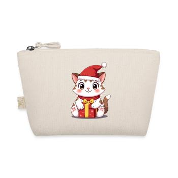 Chat mignon Noël avec cadeau - Trousse biologique - nature - Devant