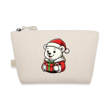 Ours polaire de Noël avec cadeau – Joli motif de Noël - Trousse biologique - nature - Devant