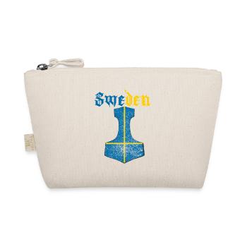 Schweden Flagge – Mjölnir Thorhammer Design - Bio-Täschchen - Natur - Vorne