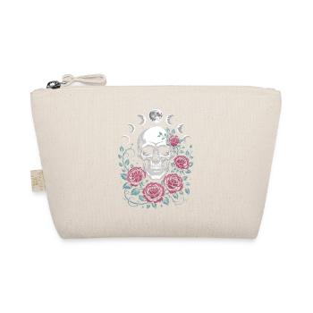 Gothic Skull with Moon Phases and Roses Design - Organic Pouch - nature - Front