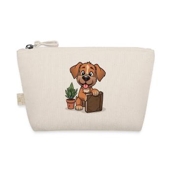 Kleiner Hund mit Buch und Pflanze - Bio-Täschchen - Natur - Vorne
