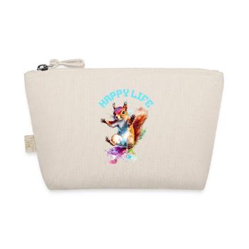 Happy Life Squirrel Design - Organic Pouch - nature - Front