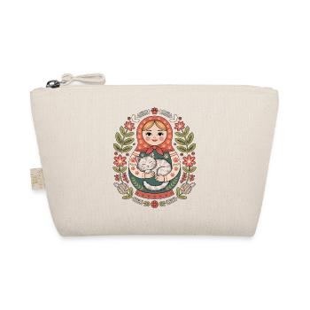 Matryoshka Cat with Flower Greeting - Organic Pouch - nature - Front