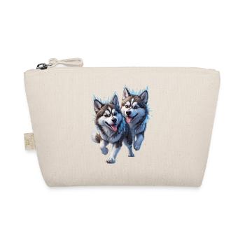 Zwei Husky mit Schnee und Eiszapfen - Bio-Täschchen - Natur - Vorne