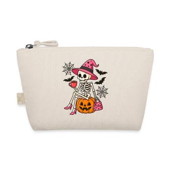 Pink Cute Halloween Witch Skeleton - Organic Pouch - nature - Front