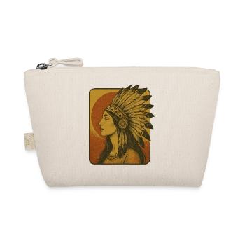 Vintage Indianer Federnkopfschmuck - Bio-Täschchen - Natur - Vorne