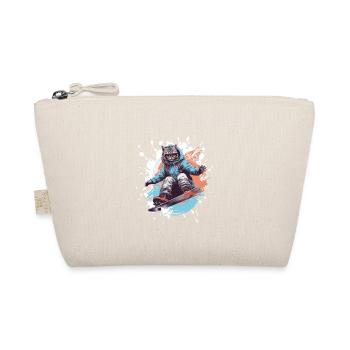Katze Snowboard - Bio-Täschchen - Natur - Vorne