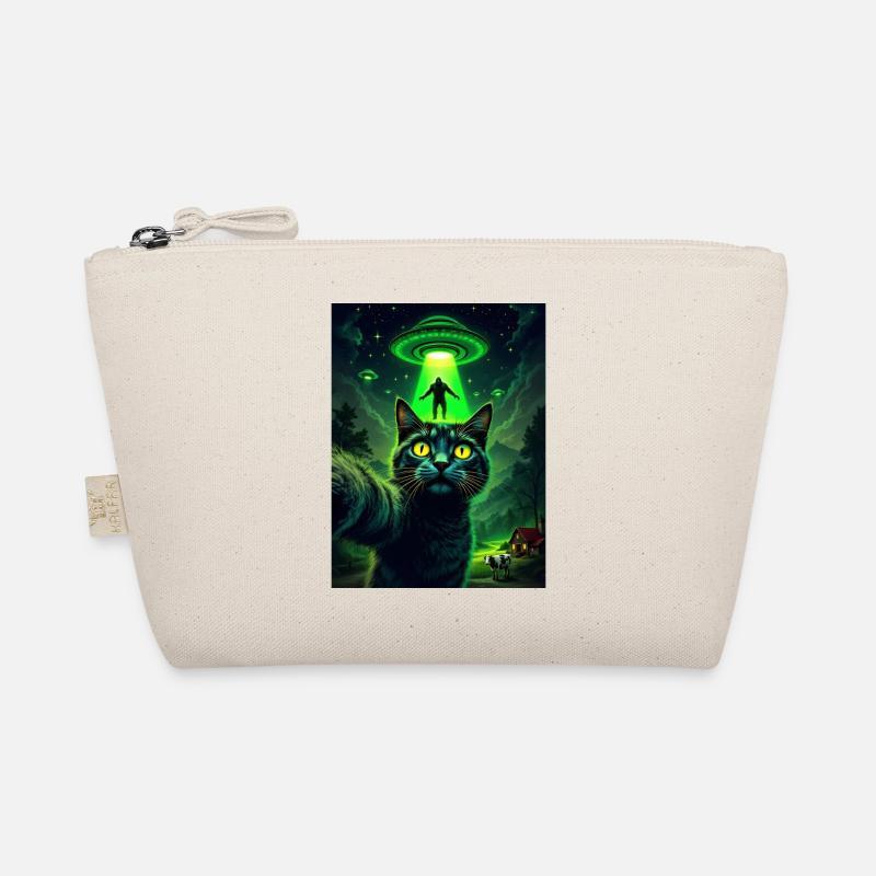Neon UFO Cat in Moonlight Organic Pouch