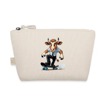 Vache sur skateboard en costume - Trousse biologique - nature - Devant