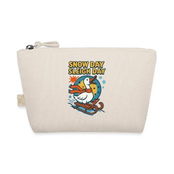 Funny Goose Christmas Snow Day Sleigh Day - Organic Pouch - nature - Front
