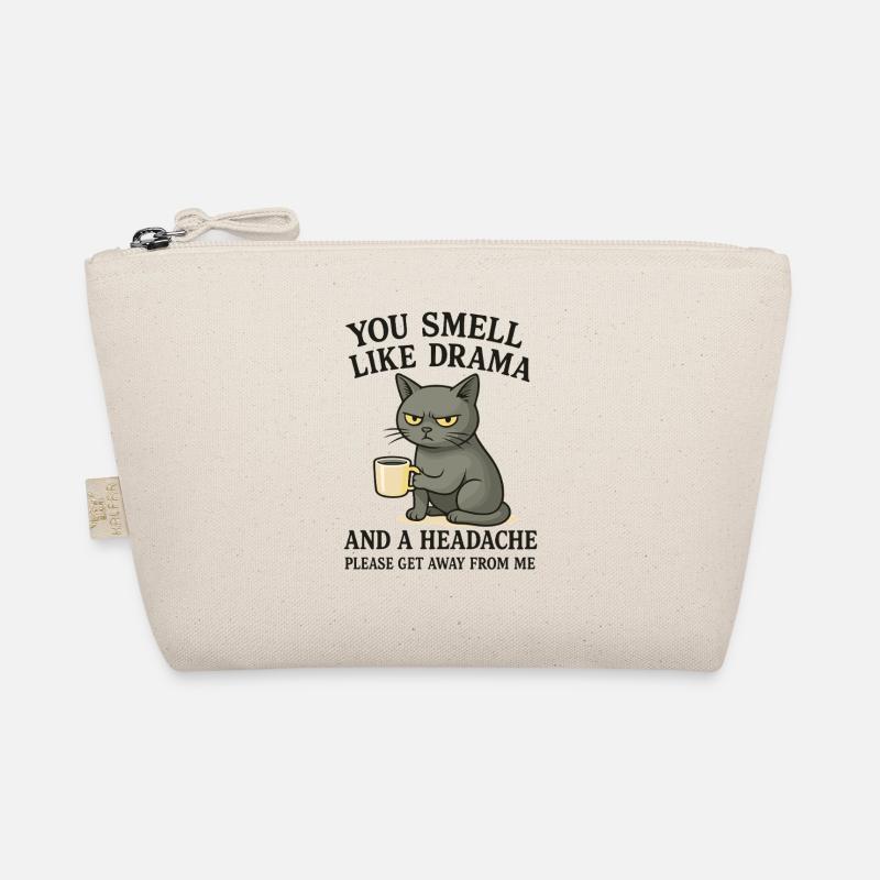 Grim Cat with Coffee Saying Organic Pouch