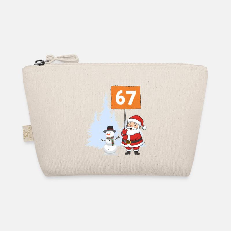 Santa und Schneemann mit 67 Schild Bio-Täschchen