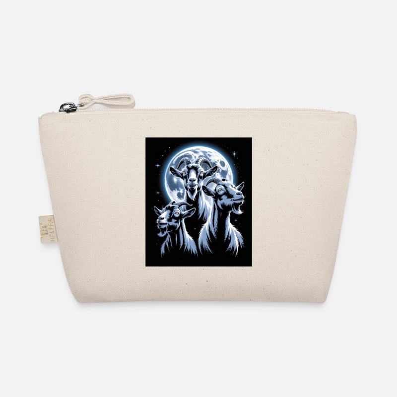 Three goats in front of full moon and starry night Organic Pouch
