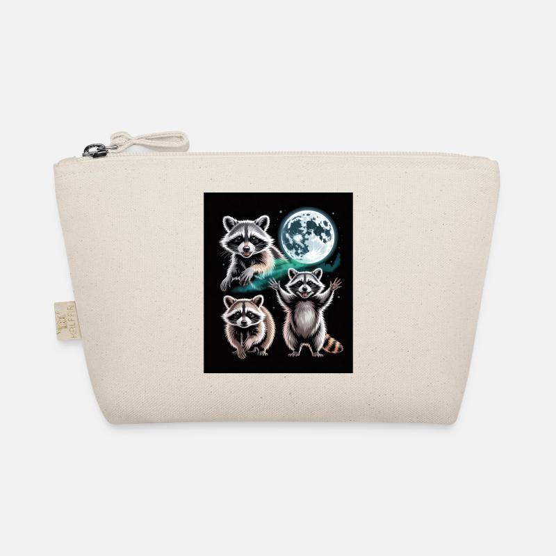 Three raccoons under the full moon Organic Pouch