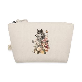Wolf, Animal, Flowers, Butterflies, Animal Lover - Organic Pouch - nature - Front