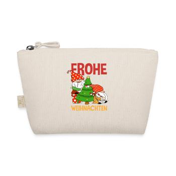 Merry Christmas Gnomes with Santa Hat - Organic Pouch - nature - Front