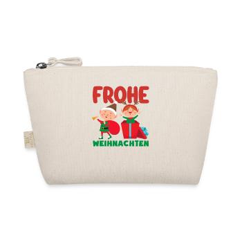 Merry Christmas gnome with Santa hat - Organic Pouch - nature - Front