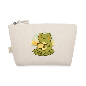 Frog with Coffee – Morning Rest Design - Organic Pouch - nature - Front