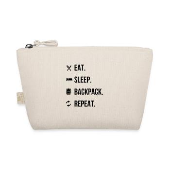 Eat, Sleep, Backpack, Repeat – Abenteuer Shirt - Bio-Täschchen - Natur - Vorne