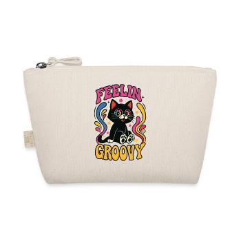 Feelin Groovy funny black Cat Katze Cartoon - Organic Pouch - nature - Front