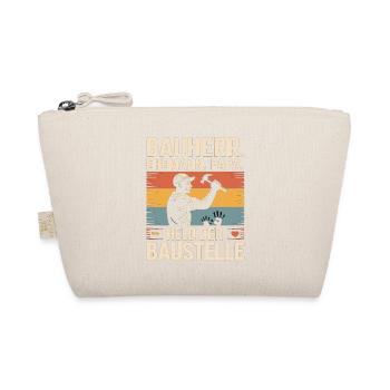 Bauherr Papa – Held der Baustelle Retro Look - Bio-Täschchen - Natur - Vorne