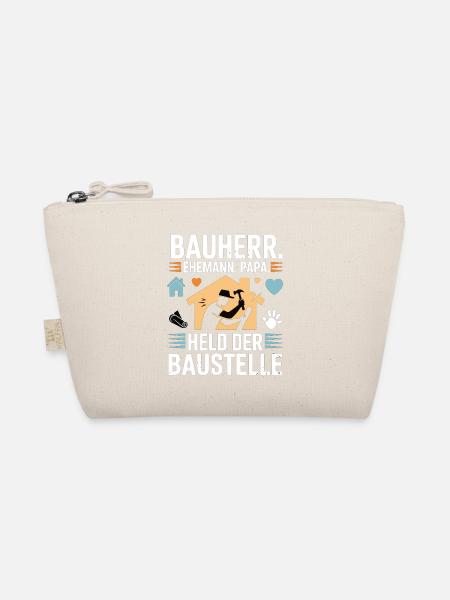 Builder for my family – Heart & Hammer Style - Organic Pouch - nature - Front