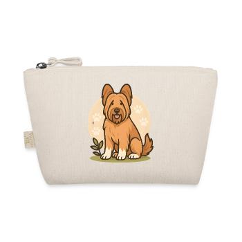 Cute Briard Dog with Paw Pattern - Organic Pouch - nature - Front